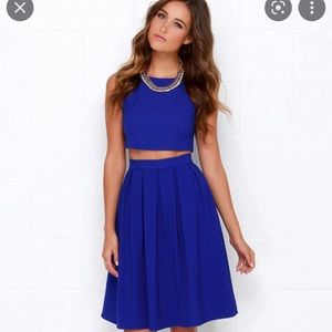 Lulus splendidly spry royal blue two-piece midi dress - xs